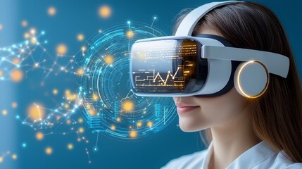 Poster - Exploring virtual reality innovations technology hub digital art futuristic environment close-up view immersive experiences for enhanced learning