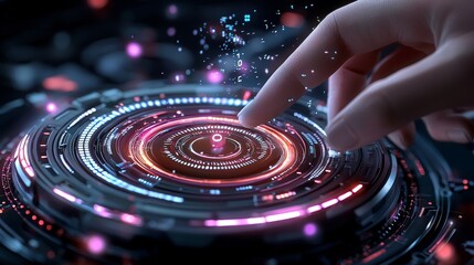 Poster - Interactive digital interface demonstrating futuristic technology concepts virtual environment graphic content close-up perspective innovation exploration