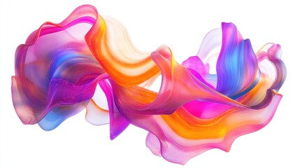Poster - Abstract flowing ribbons of color with gradients on a white background