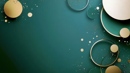 Poster - Elegant Abstract Background with Gold Circles and Green Base Perfect for Modern Design, Branding, and Creative Projects
