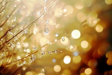 Poster - Sparkling Water Droplets on Delicate Branches in Soft Lighting