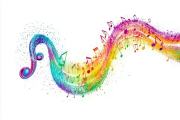 Poster - Vibrant and Colorful Music Notes Flowing in a Beautiful Wave of Melody and Rhythm with Artistic Effects and a Touch of Whimsy