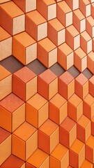Aufkleber - A wall made of orange and brown cubes