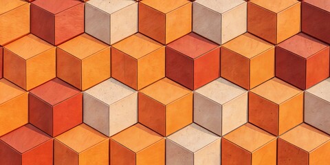Aufkleber - A wall made of orange and brown bricks