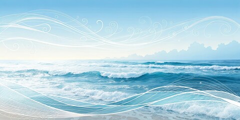 Aufkleber - A beautiful blue ocean with a wave crashing in the background