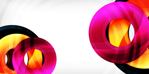 Aufkleber - Bright colorful circles with light effects. Abstract background