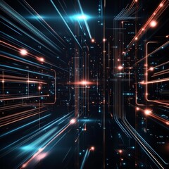 Fototapete - futuristic background featuring glowing technology lines and light effects, embodying a sense of progress and innovation