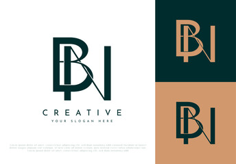 Wall Mural - Letter BN NB minimalist monogram logo design for personal brand