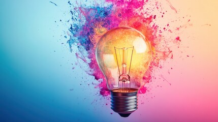 Poster - Vibrant Abstract Light Bulb with Colorful Elements