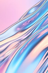 Poster - futuristic wave pattern made of shifting metallic surfaces reflecting different hues