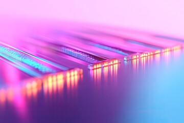 Poster - macro shot of sleek digital auction screen displaying real-time bids neon reflections on surface with copy space