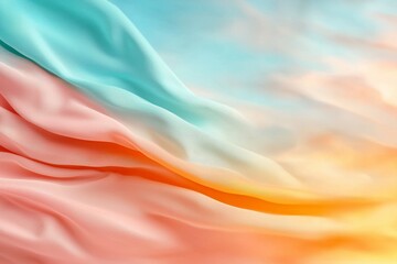 Poster - Soft Flowing Fabric Waves in Pastel Colors Creating a Dreamy and Serene Background for Designs