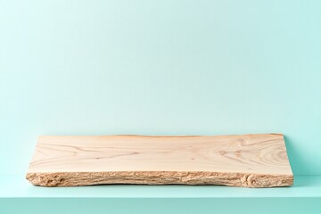 Poster - serene photo of single wooden plank resting on clean solid color background minimalistic and inviting with ample copy