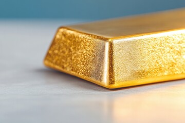 Poster - stunning close-up of gold bar glistening under soft light showcasing intricate details and clean image with minimalistic