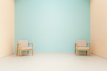 Poster - empty modern therapy office with soft color palette and comfortable seating