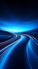 Wall Mural - digital technology blue and black speed line poster background