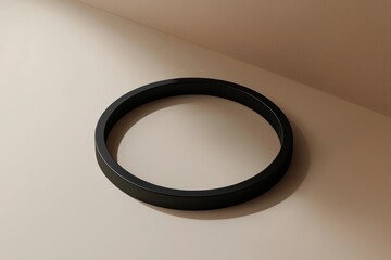 Wall Mural - Stylish ads use a minimalist black frame on a light beige to gray gradient.
