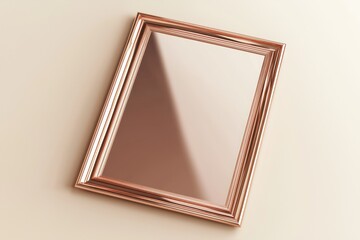 Wall Mural - Rose-gold 3D frame mock-up, tilted, with bold edges on neutral tone.