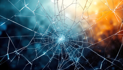 Texture broken glass with cracks. Abstract of cracked screen Smartphone from shock.