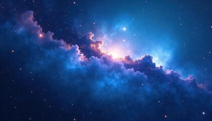 Wall Mural - Subtle swirling nebula texture, deep azure hues, backgrounds, light