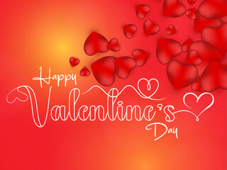 valentine’s day love word hand drawn lettering and calligraphy with cute heart on red, white and pin