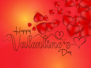 valentine’s day love word hand drawn lettering and calligraphy with cute heart on red, white and pin