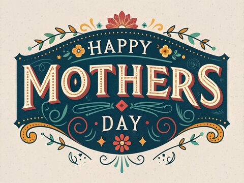 Happy mothers day greeting cards design with colorful flowers in pink, white  background