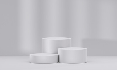 Wall Mural - 3d white podium with light and shadow. abstract geometric composition in minimalist design. 3d studi