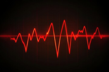 Leinwandbilder - Vibrant Red Sound Wave Visualizing Audio Frequencies on a Dark Background