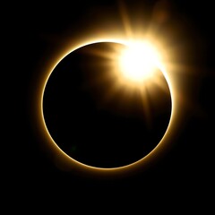 Wall Mural - generative ai solar eclipse diamond ring effect dramatic solar eclipse with diamond ring effect. per