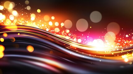 Fototapete - Bright flames intertwine with gentle waves against a dark backdrop, creating a captivating display of light and motion