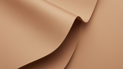 Poster - Minimalist close-up of textured brown paper with three-dimensional wavy folds. Warm earthy tones and organic details emphasize the natural fibers and tactile quality of the material.