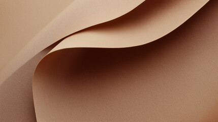 Poster - Minimalist close-up of textured brown paper with three-dimensional wavy folds. Warm earthy tones and organic details emphasize the natural fibers and tactile quality of the material.