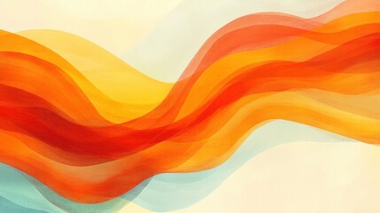 Fototapete - This abstract design features flowing orange waves blending harmoniously with warm hues, evoking a sense of energy and motion