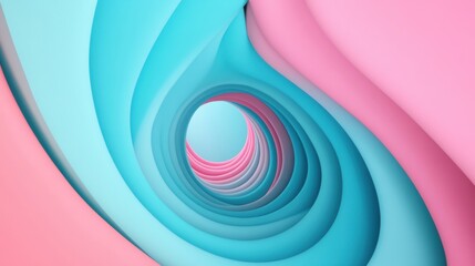 Poster - Curved layers of blue and pink swirl inward, forming a captivating spiral that draws the viewer's eye towards the center