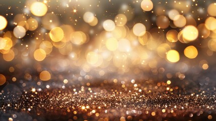 Poster - A shimmering backdrop filled with golden glitter and sparkling lights sets an enchanting mood for celebrations and creative projects