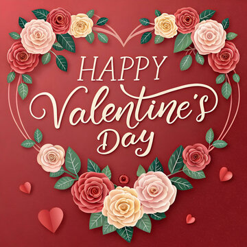 vector happy valentines day design with heart rose
