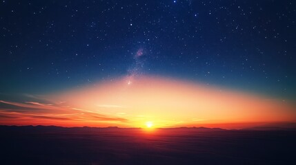 Sticker - Celestial Sunset: A Breathtaking View of Night Meeting Day