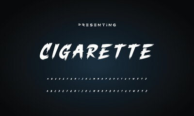 Poster - Lettering font isolated on black background. Texture alphabet in street art and graffiti style. Grunge and dirty effect. Vector brush letters.