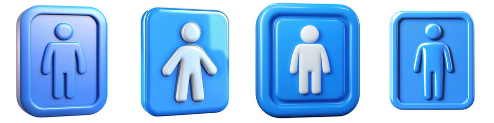 Poster - man Restroom 3d cartoon style illustration