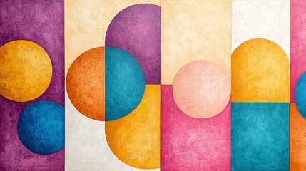 Poster - Abstract Geometric Wall Art in Vibrant Colors with Circles and Rectangles for Modern Interior Decor
