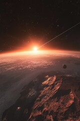 Wall Mural - earth from space with plane distance