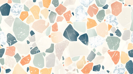 Poster - Terrazzo seamless pattern collection featuring natural pastel colors, abstract mosaic stone shapes, generative ai