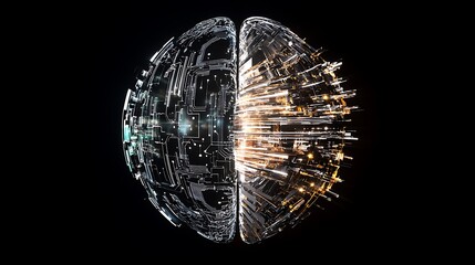 Wall Mural - A computer generated image of a brain with a black background