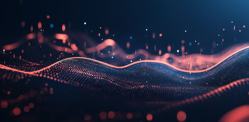 Fototapete - Experience the elegance of a wave of round, small particles flowing seamlessly in an abstract design. Perfect for adding a dynamic and modern touch to your creative projects, presentations, branding