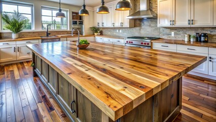 Wall Mural - Modern Kitchen with Rustic Wood Countertop Appeal