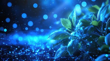 Aufkleber - This abstract digital background features dynamic glowing lines and dots in blue, symbolizing the concepts of technology, connectivity, and modern design in a digital lan