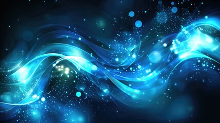 Aufkleber - This abstract digital background features dynamic glowing lines and dots in blue, symbolizing the concepts of technology, connectivity, and modern design in a digital lan