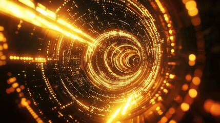 Poster - Vibrant abstract digital background featuring glowing lines, geometric shapes, and luminous dots. Perfect visual representation of technology, innovation, and futuristic