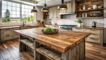 Wall Mural - Modern Rustic Kitchen with Natural Light and Wood Elements